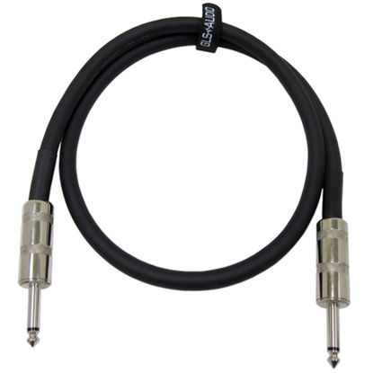 Picture of GLS Audio Speaker Cable 1/4" to 1/4" - 12 AWG Professional Bass/Guitar Speaker Cable for Amp - Black, 3 Ft.