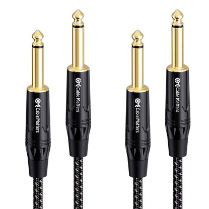Picture of Cable Matters 2-Pack Braided 1/4 Inch TS to TS Electric Guitar Cable 6 Feet - Guitar Cord/Guitar Amp Cord/Instrument Cable for Electric Guitar, Mandolin, Bass AMP, Keyboard, Mixer, Equalizer