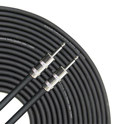 Picture of GLS Audio Speaker Cable 1/4" to 1/4" - 12 AWG Professional Bass/Guitar Speaker Cable for Amp - Black, 50 Ft.