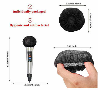 Picture of 120 pcs Disposable Microphone Cover Non-Woven?Microphone Windscreen Protective Cap for Recording Room KTV and Any Shared Environment (Black)