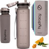 Picture of Hydracy Water Bottle with Time Marker -Large 32 oz BPA Free Water Bottle & No Sweat Sleeve -Leak Proof Gym Bottle with Fruit Infuser Strainer & Times to Drink -Ideal for Fitness Sports & Outdoors