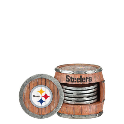 Picture of FOCO Pittsburgh Steelers NFL 5 Pack Barrel Coaster Set