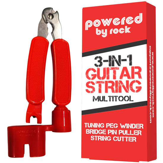 Picture of Guitar String Winder, String Cutter and Bridge Pin Puller - 3-in-1 Guitar Tool for Acoustic and Electric Guitars - Wind Guitar Strings Quickly - Cut Excess String Off - Pull Pins Out Easily