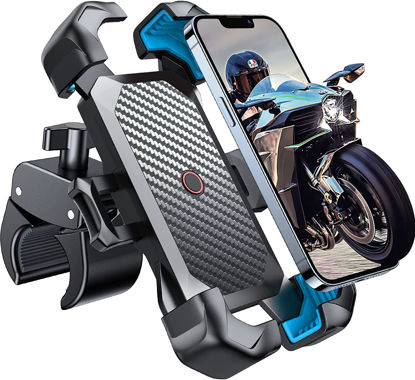 Picture of JOYROOM Motorcycle Phone Mount, [1s Auto Lock][100mph Military Anti-Shake] Bike Phone Holder for Bicycle, [10s Quick Install] Handlebar Phone Mount, Compatible with iPhone, Samsung, All Cell Phone