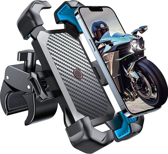 Picture of JOYROOM Motorcycle Phone Mount, [1s Auto Lock][100mph Military Anti-Shake] Bike Phone Holder for Bicycle, [10s Quick Install] Handlebar Phone Mount, Compatible with iPhone, Samsung, All Cell Phone