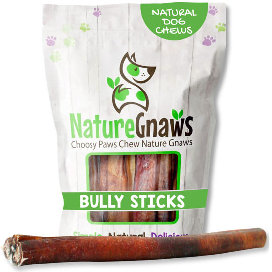 Picture of Nature Gnaws Extra Large Bully Sticks for Dogs 11-12" (3 Count) - Thick Long Lasting for Aggressive Chewers and Heavy Chewers - Natural Beef Dog Chew Bones