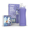 Picture of Cirkul 32oz. Matte Periwinkle Stainless Steel Water Bottle Starter Kit with Periwinkle Lid, 2 Flavor Cartridges (1 LifeSip Blackberry Blueberry, 1 GoSip Berry Blue Punch) Zero Calories and No Sugar