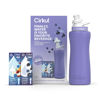 Picture of Cirkul 32oz. Matte Periwinkle Stainless Steel Water Bottle Starter Kit with Periwinkle Lid, 2 Flavor Cartridges (1 LifeSip Blackberry Blueberry, 1 GoSip Berry Blue Punch) Zero Calories and No Sugar