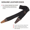 Picture of Nefelibata Guitar Strap with Pick Pocket, Head Cowhide Leather Ends Guitar Straps for Bass, Electric & Acoustic Guitar, Come with Free Strap Button, 1 Pair Strap Locks and 4 Guitar Picks