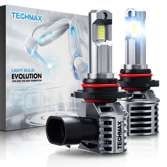 Picture of TECHMAX 9005 Light Bulb, HB3 9005 Fog Light Bulb w/Fan 600% Bright 6500K Wireless Direct Insertion Plug and Play, Pack of 2
