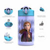 Picture of Zak Designs Disney Frozen 2 Kids Water Bottle Set with Reusable Straws and Built in Carrying Loops, Made of Plastic, Leak-Proof Designs 16 oz, BPA-Free, 2pc Set, Elsa & Anna (Frozen 2)