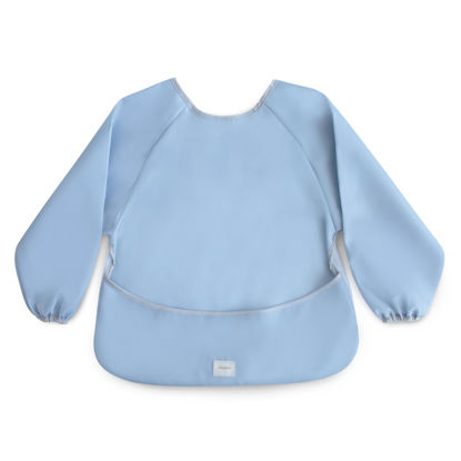 Picture of mushie Long Sleeve Baby Bib | Mess Free & Waterproof Fabric for Toddlers | Adjustable Fit for Ages 6-24 Months (Tradewinds)
