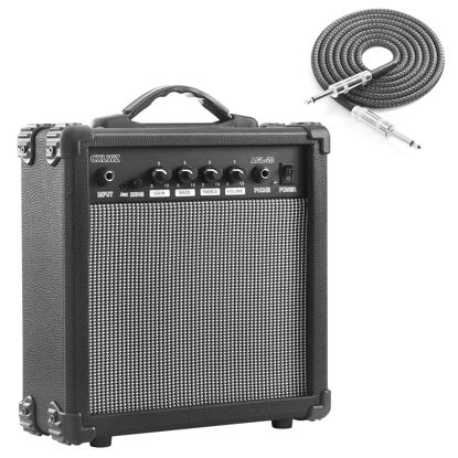 Picture of CXLWZ Electric Guitar Amp 20 Watt Amplifier Portable Amp with Headphone Input Gain Powe Including Professional Noise Reduction Cable （Black）