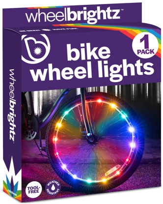 Picture of Bike Wheel Lights (1 Tire) Rainbow - LED Bike Lights for Night Riding Bike Tire Light Kids Bike Light Top 2024 Present for Boys Girls 5 6 7 8 9 10 11 12 Year Old Teens Adults Mom Dad