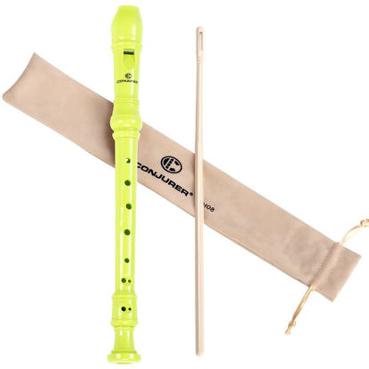 Picture of Soprano Recorder Instrument for Student - German Fingering 8 Hole Flute ABS Descant Recorders for Beginners with Cleaning Rod and Bag, Green