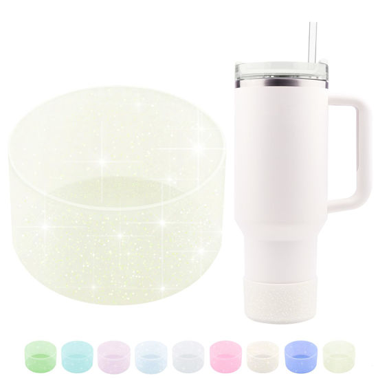 Picture of WORBSS Glitter Silicone Boot Sleeve for Stanley Cup Accessories for Hydro Flask Simple Modern Yeti Tumbler, 2.85-3.0 Inch Base Wide Mouth Sport Water Bottle Protector Bottom Sleeve Cover Bumper