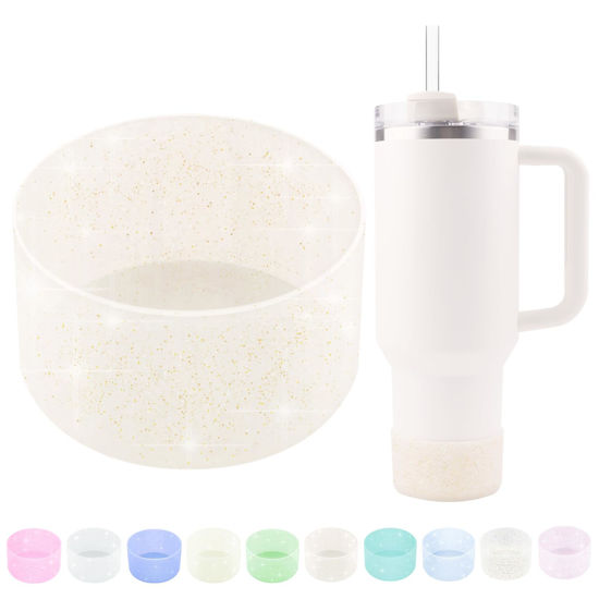 Picture of WORBSS Glitter Silicone Boot Sleeve for Stanley Cup H2.0 Tumbler 20 30 40oz & Hydro Flask 18-24oz with 2.85-3.0 inch Protective Anti-Slip Bottom Cover Bumper Accessories for Water Sport Bottles