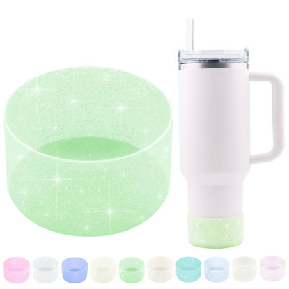 Picture of WORBSS Glitter Silicone Boot Sleeve for Stanley Cup H2.0 Tumbler 20 30 40oz & Hydro Flask 18-24oz with 2.85-3.0 inch Protective Anti-Slip Bottom Cover Bumper Accessories for Water Sport Bottles