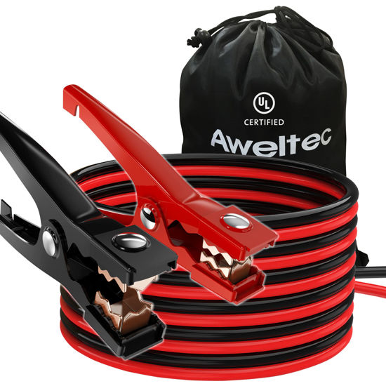 Picture of AWELTEC Jumper Cables for car, UL-Listed 8 Gauge 12 Feet Heavy Duty Booster Cables with Carry Bag (8AWG x 12Ft)