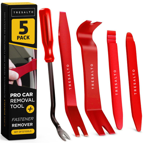 Picture of Tresalto Auto Trim Removal Tool Kit (No Scratch Plastic Pry Kit), Door Panel Removal Tool, Car Clips, Push Rivets, Molding, Dashboards, Interior Trim Tools, Red
