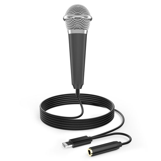 Picture of Mini Microphone for iPhone iPad Small ASMR Tiny Microphone for Voice Video Recording Singing, Vlogging, Podcasting YouTube (1 PCS Black)