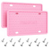Picture of QiqaMole 2 Pack Silicone License Plate Frame Front Back License Plate Cover License Plate Bracket Holder Rust-Proof, Rattle-Proof, Weather-Proof, for US CA Standard Cars (Pink)