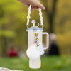 Picture of Velaco 11 PCS Cup Accessories for Stanley Cup, Water Bottle Handle Strap for Stanley 30/40 oz tumbler with handle, including Straw Toppers, Silicone Cup Boot, Keychain Charms - White