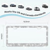 Picture of QUANQIUFEI 2 Pack Bling License Plate Frames, Sparkly Rhinestone Diamond Car License Plate Cover for Women, Stainless Steel Car Accessories with Glitter Crystal Caps (Silver)