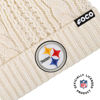 Picture of FOCO Women's Pittsburgh Steelers NFL Team Logo Cable Knit Pom Beanie Hat, White