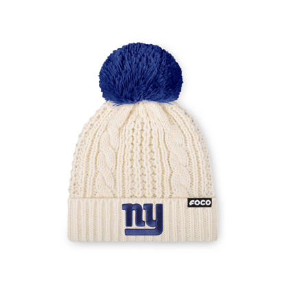 Picture of FOCO Women's New York Giants NFL Team Logo Cable Knit Pom Beanie Hat, White