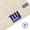 Picture of FOCO Women's New York Giants NFL Team Logo Cable Knit Pom Beanie Hat, White