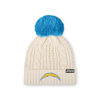 Picture of FOCO Women's Los Angeles Chargers NFL Team Logo Cable Knit Pom Beanie Hat, White