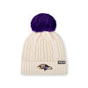 Picture of FOCO Women's Baltimore Ravens NFL Team Logo Cable Knit Pom Beanie Hat, White