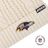 Picture of FOCO Women's Baltimore Ravens NFL Team Logo Cable Knit Pom Beanie Hat, White