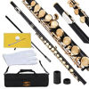 Picture of Glory Closed Hole C Flute With Case, Tuning Rod and Cloth,Joint Grease and Gloves black/Laquer