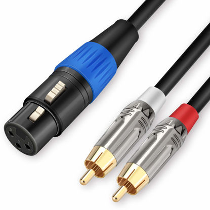 Picture of JOLGOO Unbalanced XLR Female to Dual RCA Y Splitter Breakout Cable, 1 XLR Female to 2 RCA Male Y Breakout Cable Adapter Cord, 3.3 Feet
