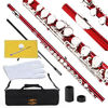 Picture of Glory Closed Hole C Flute With Case, Tuning Rod and Cloth,Joint Grease and Gloves, Red