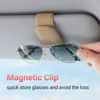 Picture of Sunglass Holder for Car Visor Sunglasses Clip Magnetic Leather Glasses Eyeglass Holder Interior Car Accessories for Woman Man - 2 Packs Beige