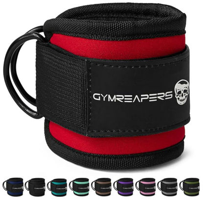 Picture of Gymreapers Ankle Strap (Single) For Cable Machine Kickbacks, Glute Workouts, Lower Body Exercises - Adjustable Leg Strap with Neoprene Padding (Red, Single)