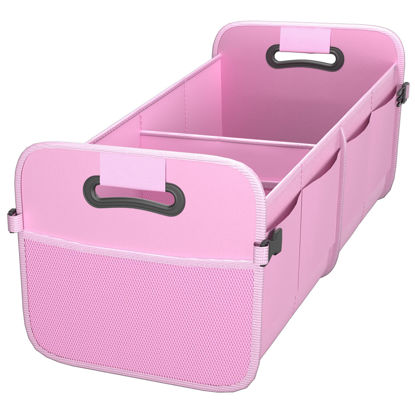 Picture of Sposuit Trunk Organizer for Car - Collapsible Trunk Storage with 11 Pockets & Reinforced Handles, SUV Trunk Organizers for Grocery Cargo(Pink)
