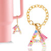 Picture of Letter Charm Accessories for Stanley Cup 1 PCS Cute Initial Keychain Handle Charm for Stanley Tumbler for Women Pink Letter A