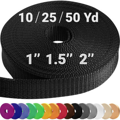 Picture of TECEUM 2 Inch Webbing - Black - 10 Yards - 2” Heavy-Duty Wide Webbing for Climbing Outdoors Indoors Crafting DIY