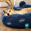 Picture of Bedsure Calming Dog Bed for Medium Dogs - Donut Washable Medium Pet Bed, 30 inches Anti-Slip Round Fluffy Plush Faux Fur Cat Bed, Fits up to 45 lbs Pets, Navy