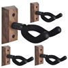 Picture of DOMMI Guitar Wall Mount 4 Pack, Guitar Holder with Rotatable Soft Guitar Hook for All Size Guitars, Hardwood U-Shaped Guitar Hanger Wall Mount for Acoustic, Electric Guitar, Bass, Black Walnut
