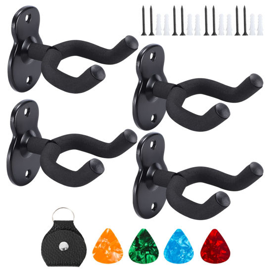 Picture of Donux Guitar Wall Mount,Ukulele Hanger Hook Holder Stand Guitar Hangers Hooks for Acoustic Electric Bass Guitars and Ukulele (4 Set)