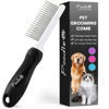 Picture of POODLIE Poodle Pet Dog Combs for Grooming Matting - Metal Comb for Dogs with Long & Short Stainless Steel Teeth - Dematting Comb for Cats to Remove Matted Hair & Knots, Black