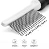 Picture of POODLIE Poodle Pet Dog Combs for Grooming Matting - Metal Comb for Dogs with Long & Short Stainless Steel Teeth - Dematting Comb for Cats to Remove Matted Hair & Knots, Black