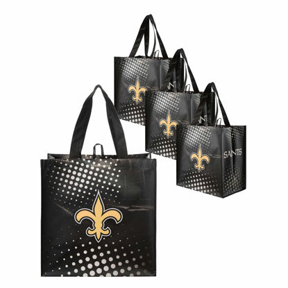 Picture of FOCO New Orleans Saints NFL 4 Pack Reusable Shopping Bags, Team Color, One Size