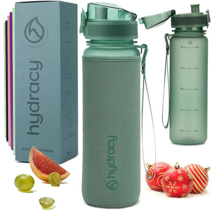 Picture of Hydracy 17 oz Motivational Water Bottle with Time Marker, Reusable Water Bottle With Strap, Leak Proof Chug Lid, Kids Water Bottle with Times to Drink and Fruit Infusion Strainer