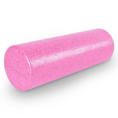 Picture of ProsourceFit High Density Foam Rollers 18 - inches long, Firm Full Body Athletic Massager for Back Stretching, Yoga, Pilates, Post Workout Trigger Point Release, Pink